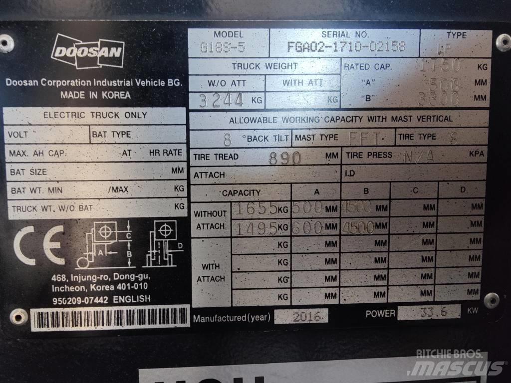 Doosan G18 S-5 LPGフォークリフト