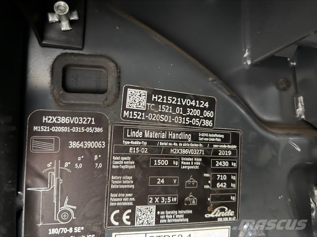 Linde E15 -02 バッテリーフォークリフト
