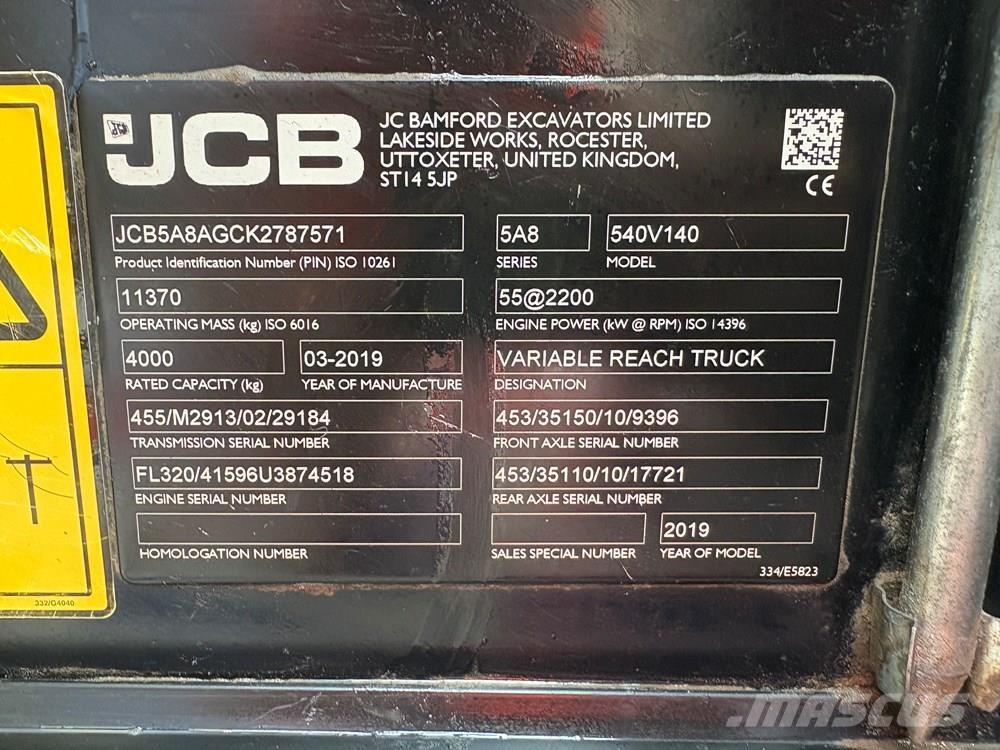 JCB 540-140 テレスコーピックハンドラー