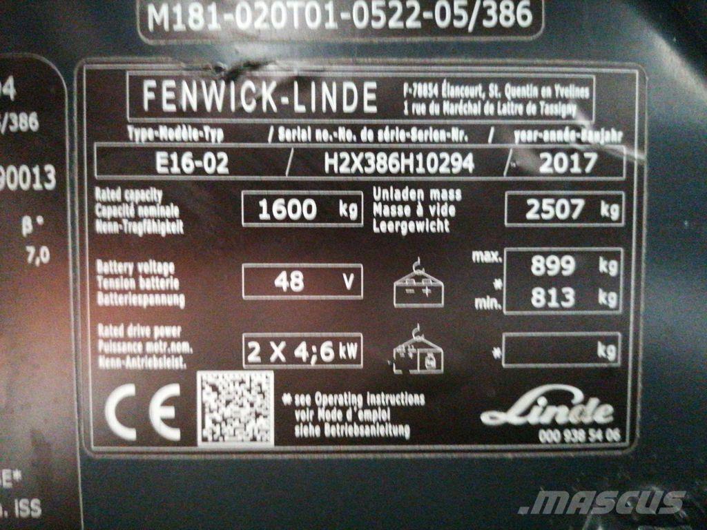 Linde E16 バッテリーフォークリフト
