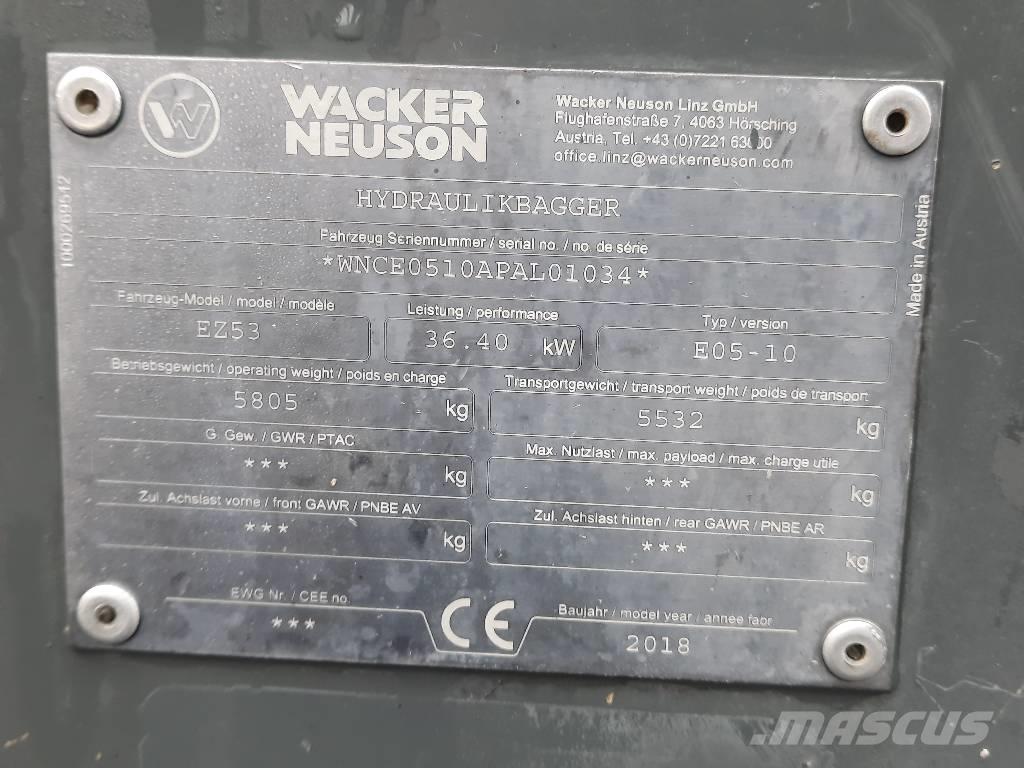 Wacker Neuson EZ 53 ミニ油圧ショベル 7t以下（ミニユンボ・ミニディガー）