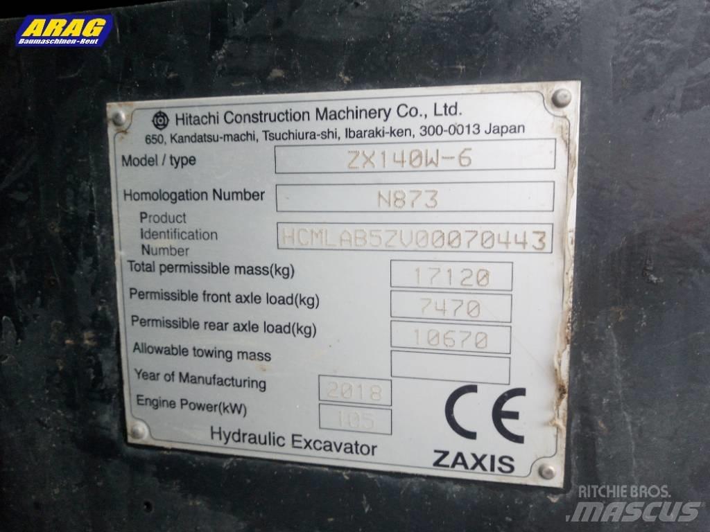 Hitachi ZX 140 W-6 ホイール式油圧ショベル（パワーショベル・ユンボ・バックホー）