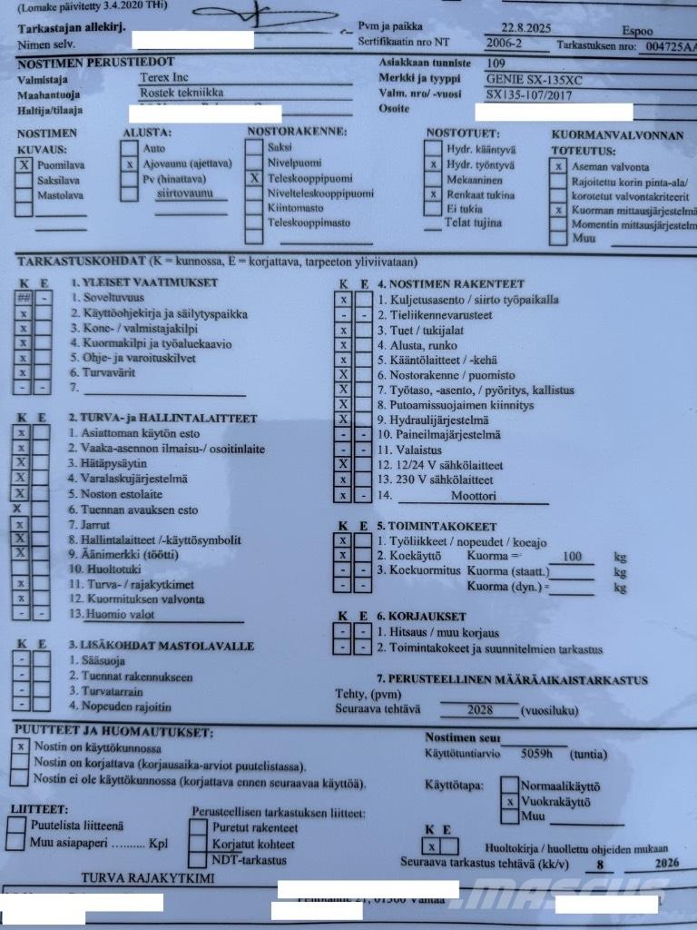 Genie SX 135 XC ブームリフト　屈伸型