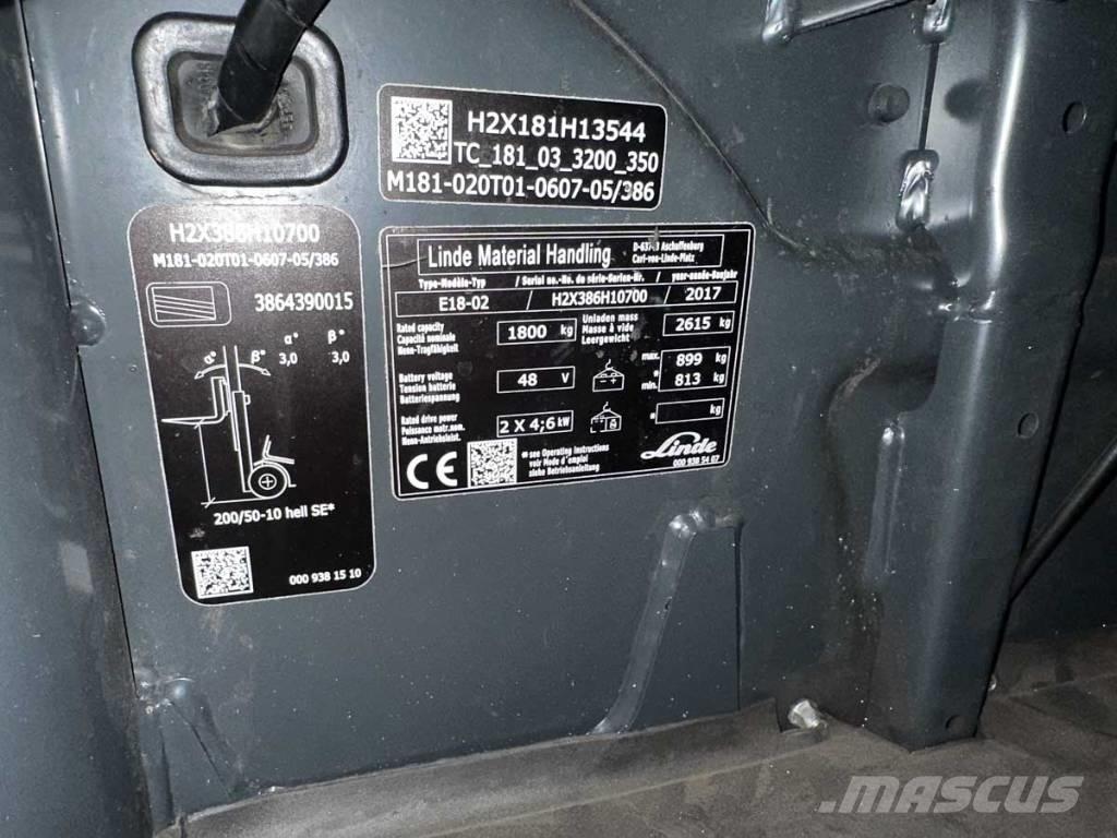 Linde E 18 バッテリーフォークリフト