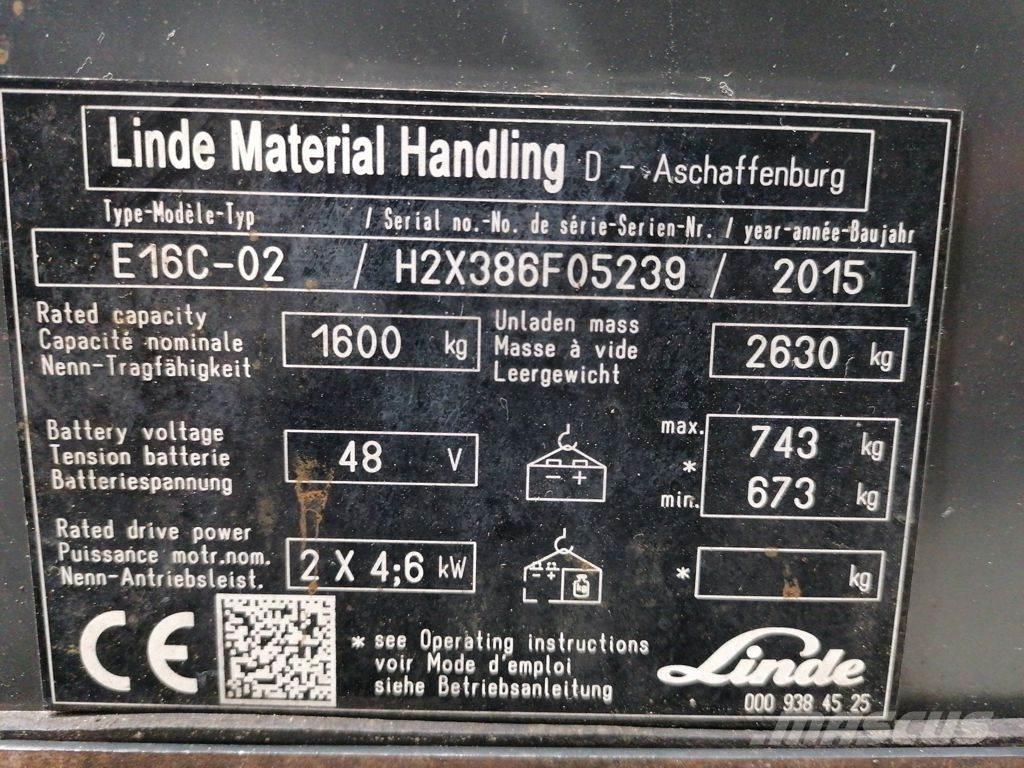 Linde E16C-02 バッテリーフォークリフト