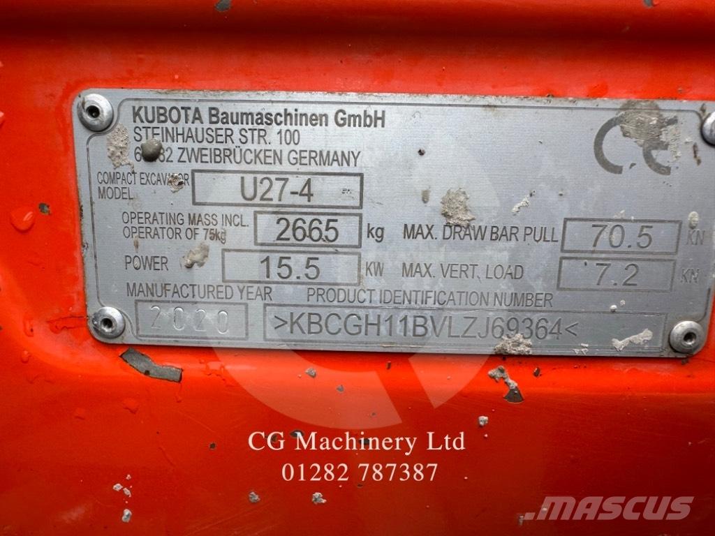 Kubota U 27-4 ミニ油圧ショベル 7t以下（ミニユンボ・ミニディガー）