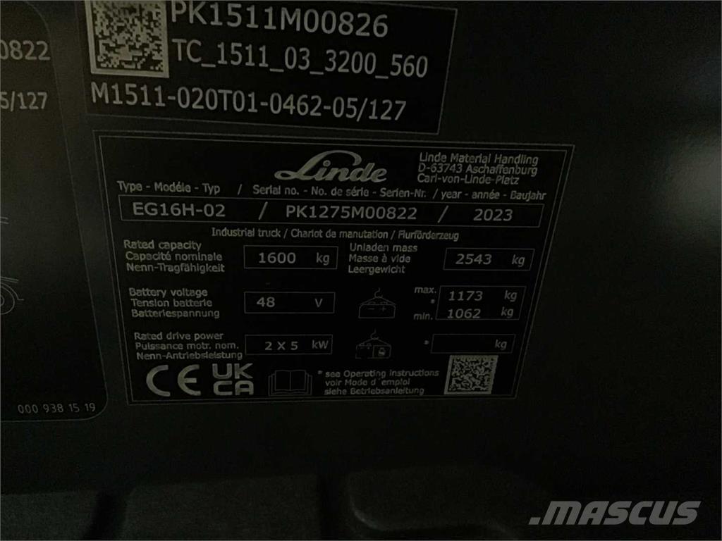 Linde EG16H バッテリーフォークリフト