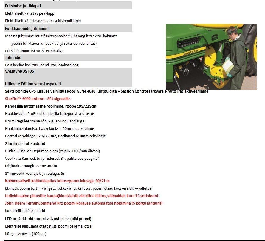 John Deere R 962i 牽引型スプレイヤー