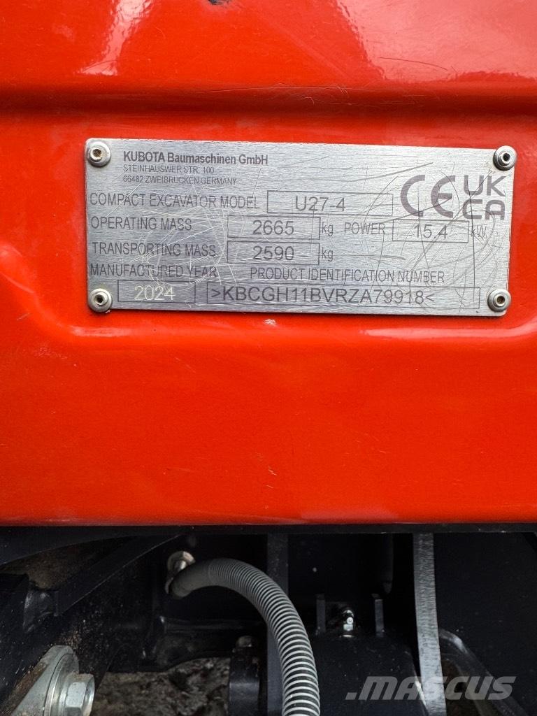 Kubota U 27-4 ミニ油圧ショベル 7t以下（ミニユンボ・ミニディガー）