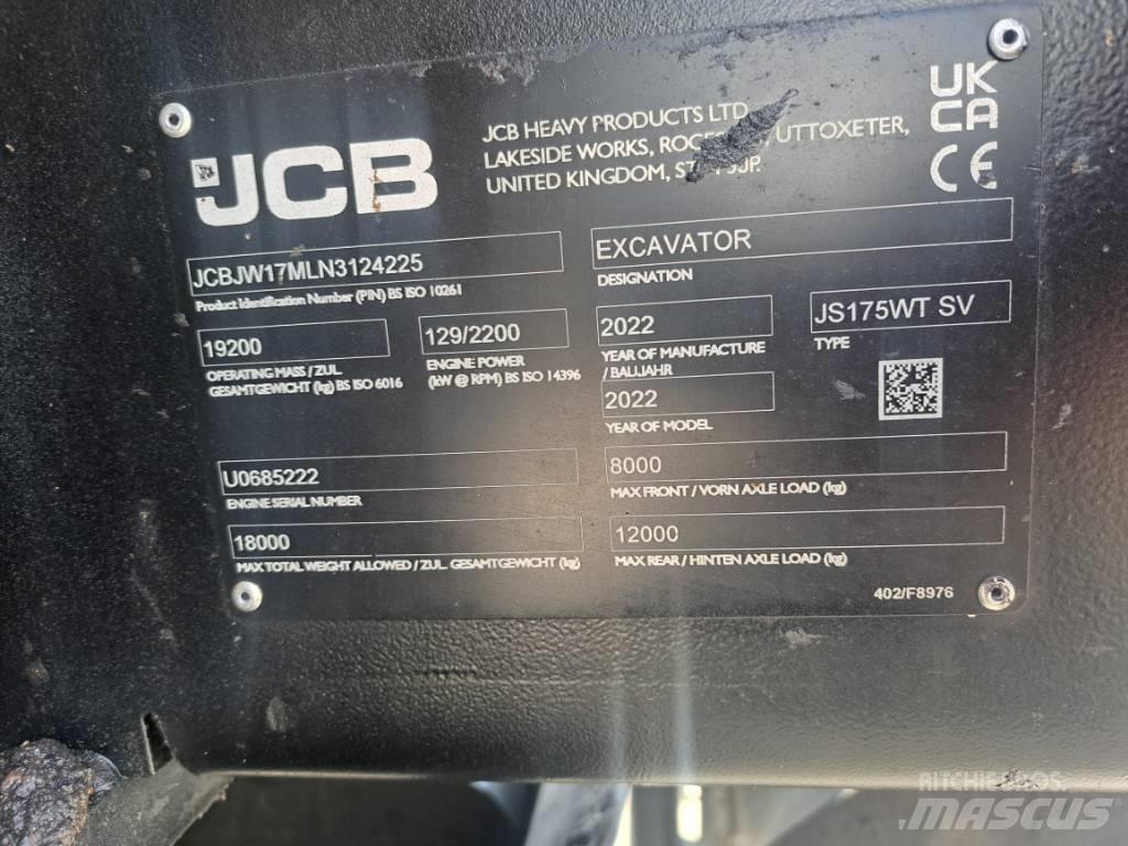 JCB JS175W TAB ホイール式油圧ショベル（パワーショベル・ユンボ・バックホー）