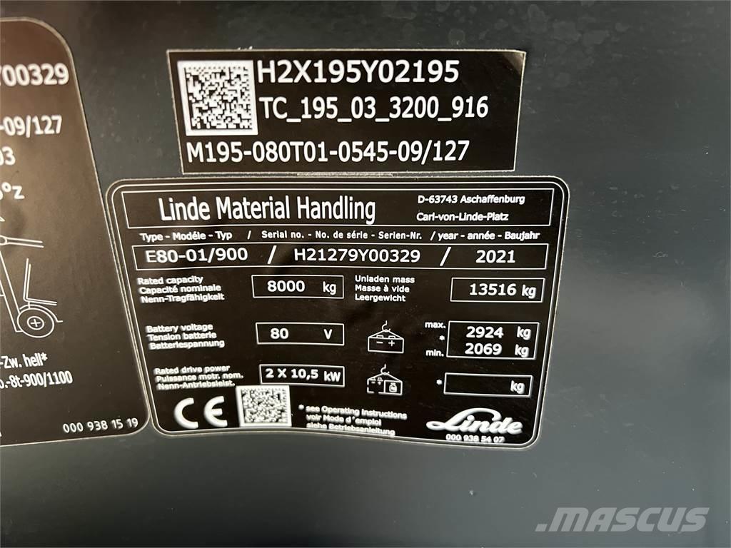 Linde E80/900 バッテリーフォークリフト