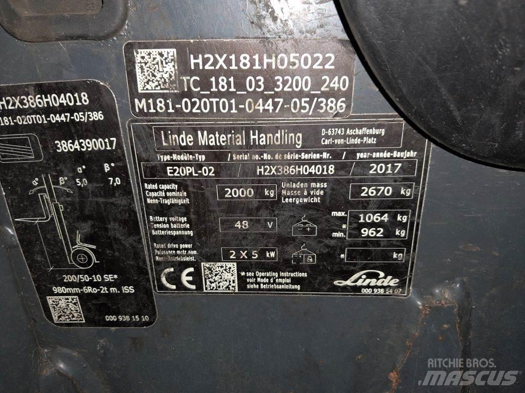 Linde E20PL-02 バッテリーフォークリフト
