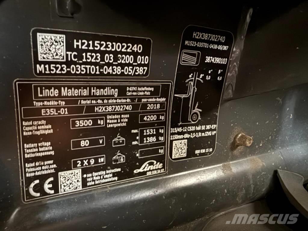 Linde E35L-01 バッテリーフォークリフト