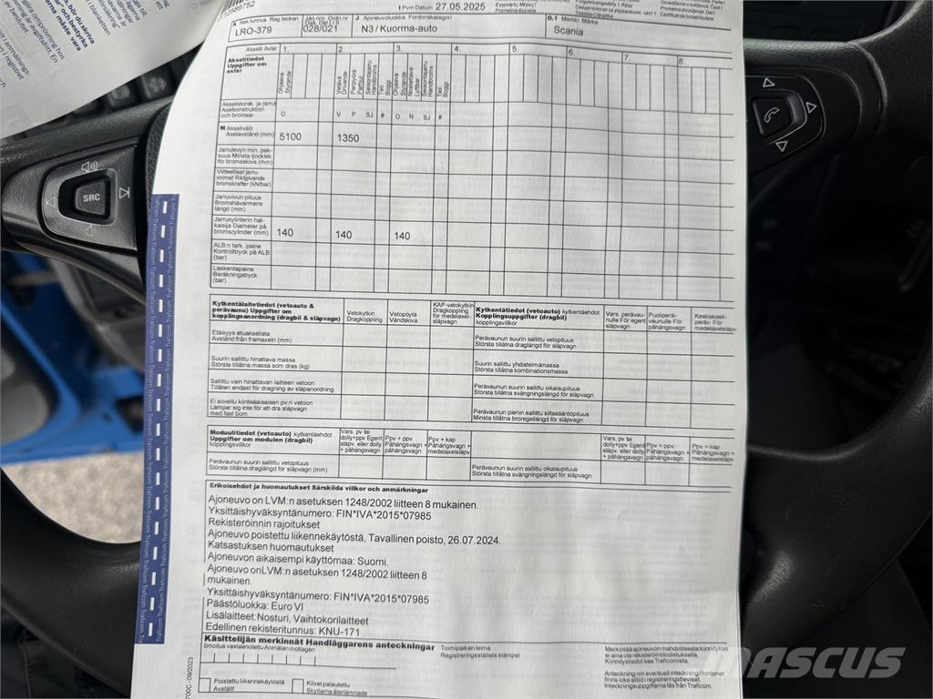 Scania P 410 6X2 クレーントラック、ユニック車