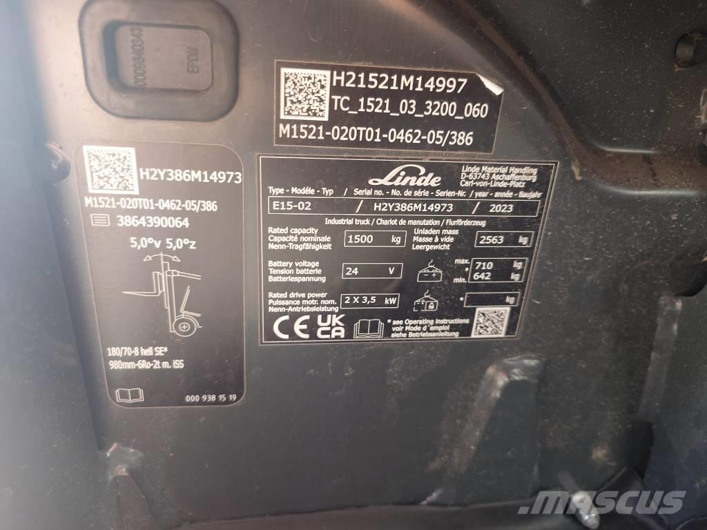 Linde E15/386-02 バッテリーフォークリフト