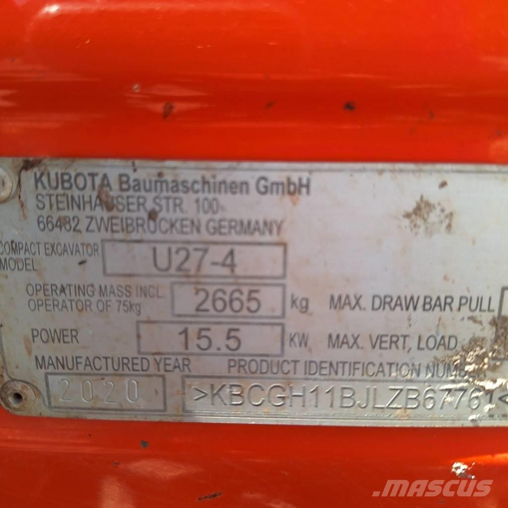 Kubota U 27-4 ミニ油圧ショベル 7t以下（ミニユンボ・ミニディガー）