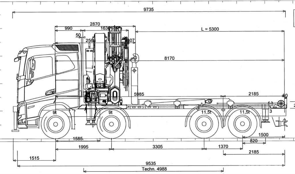 Volvo FH 540 8X4 クレーントラック、ユニック車
