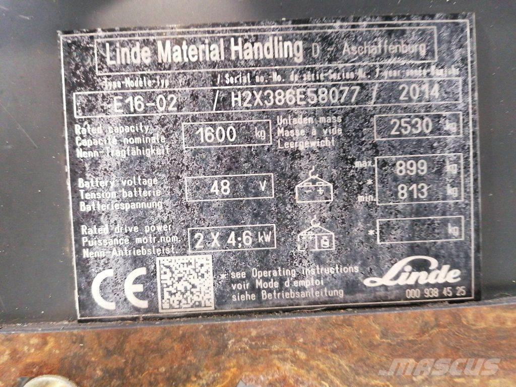 Linde E16-02 バッテリーフォークリフト