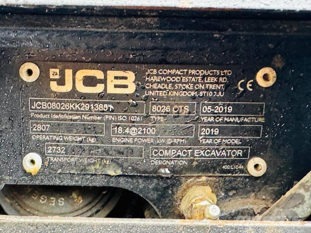 JCB 8026 CTS ミニ油圧ショベル 7t以下（ミニユンボ・ミニディガー）