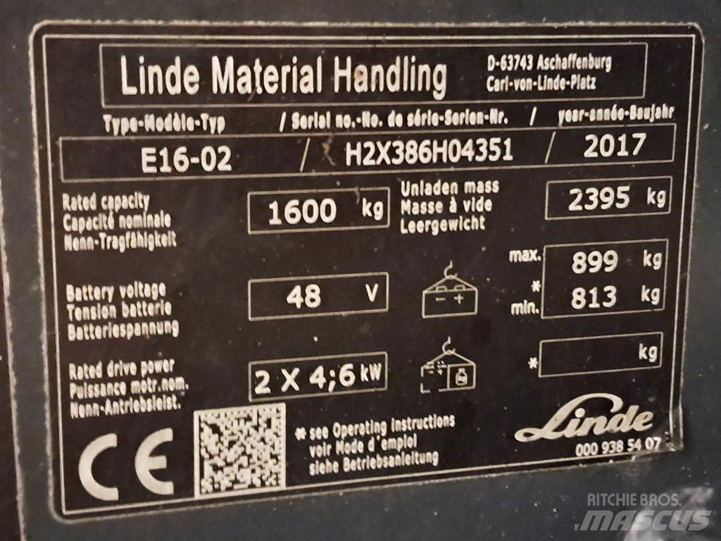 Linde E16-02 バッテリーフォークリフト