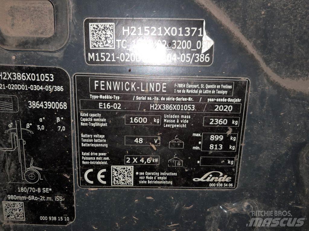 Linde E16-02 バッテリーフォークリフト