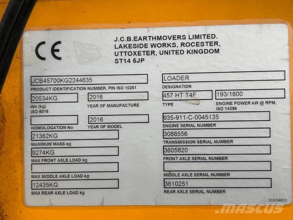 JCB 457 HT ホイールローダー・タイヤショベル