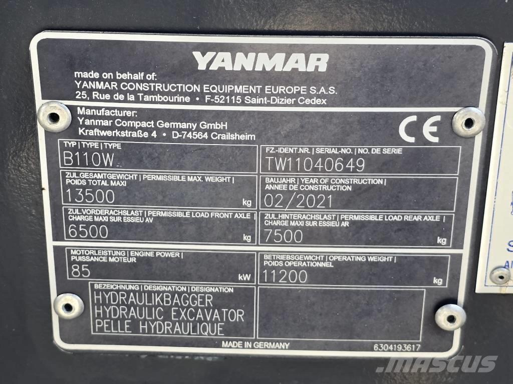 Yanmar B 110 W ホイール式油圧ショベル（パワーショベル・ユンボ・バックホー）