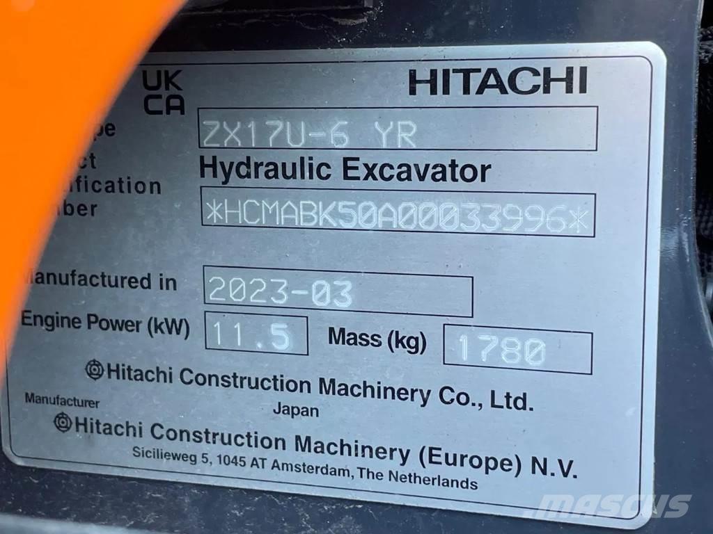 Hitachi ZX17U ミニ油圧ショベル 7t以下（ミニユンボ・ミニディガー）