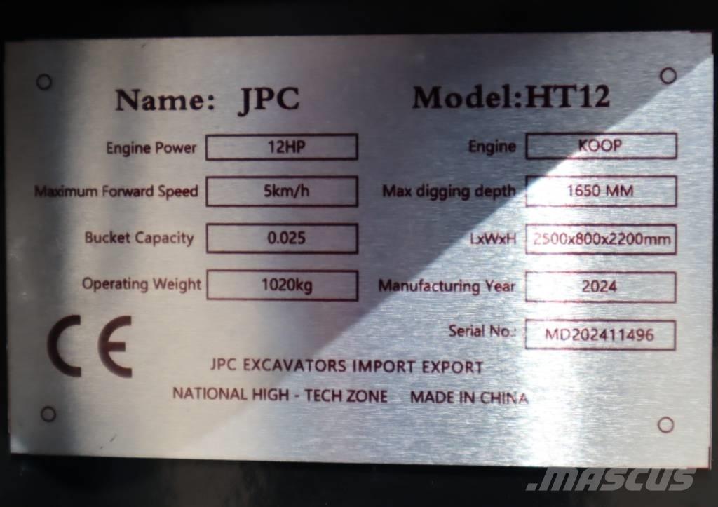 JPC HT 12 ミニ油圧ショベル 7t以下（ミニユンボ・ミニディガー）