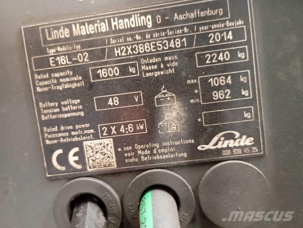 Linde E 16 バッテリーフォークリフト