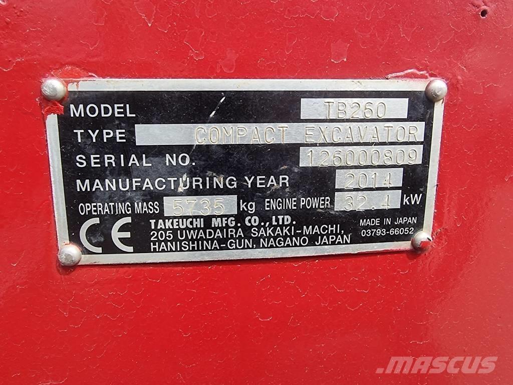 Takeuchi TB 260 ミニ油圧ショベル 7t以下（ミニユンボ・ミニディガー）