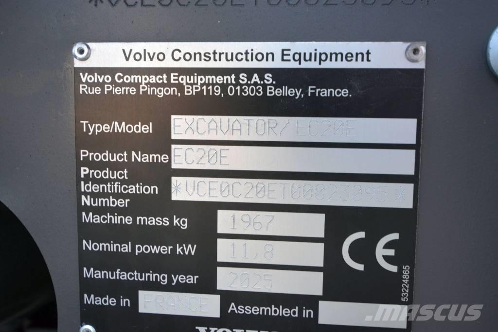 Volvo EC 20 E ミニ油圧ショベル 7t以下（ミニユンボ・ミニディガー）