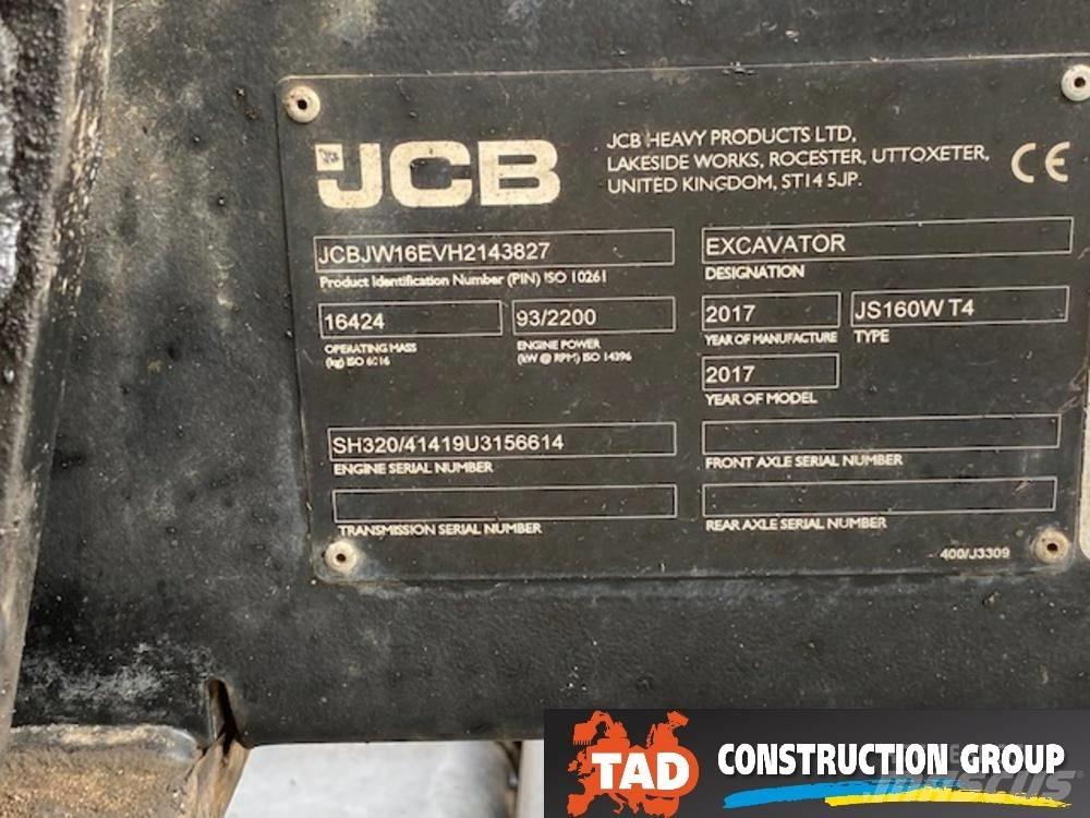 JCB JS 160 W ホイール式油圧ショベル（パワーショベル・ユンボ・バックホー）