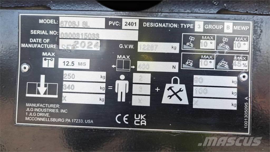 JLG 670SJ (NEW 2024) ブームリフト　直伸型