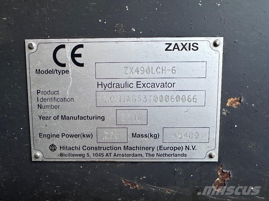 Hitachi ZX 490 LCH 大型油圧ショベル12t以上（パワーショベル・ユンボ）