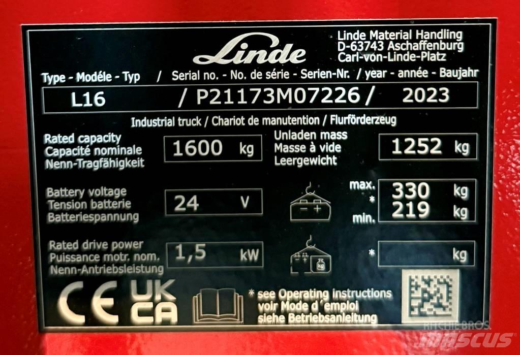 Linde L16/1173-01 ウォーキンフォークリフト