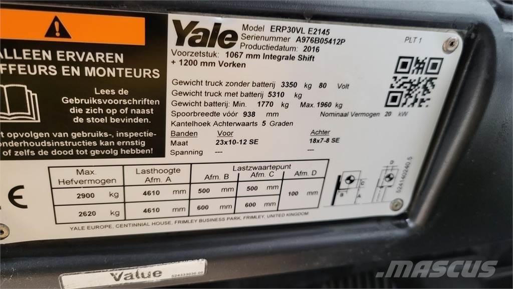 Yale ERP30VL 2016 バッテリーフォークリフト