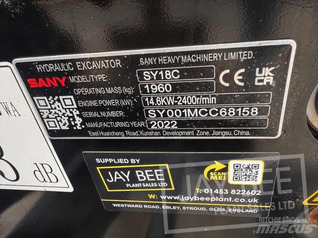 Sany SY 18 C ミニ油圧ショベル 7t以下（ミニユンボ・ミニディガー）