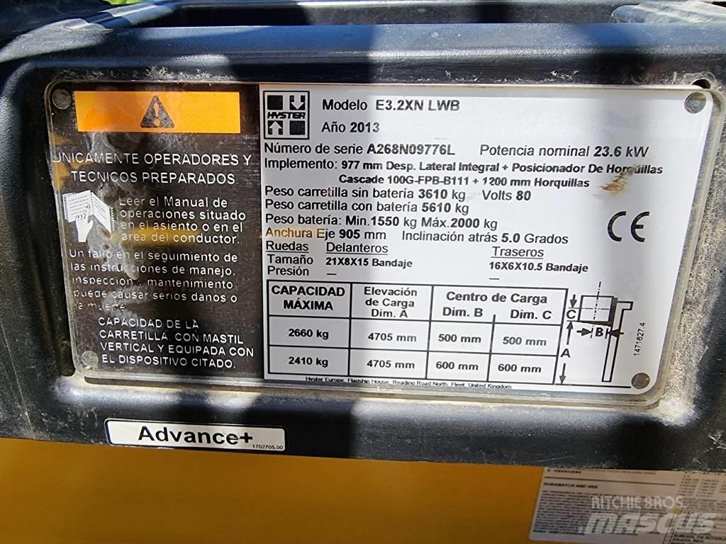 Hyster E 3.20 XN LWB バッテリーフォークリフト