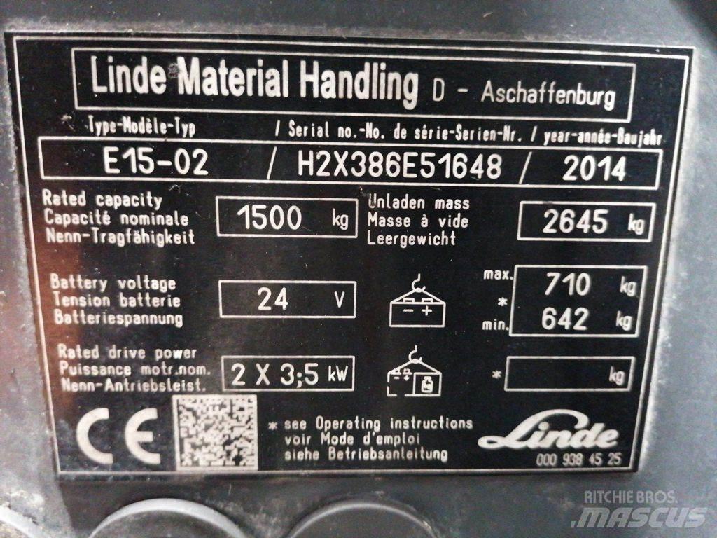 Linde E15-02 バッテリーフォークリフト