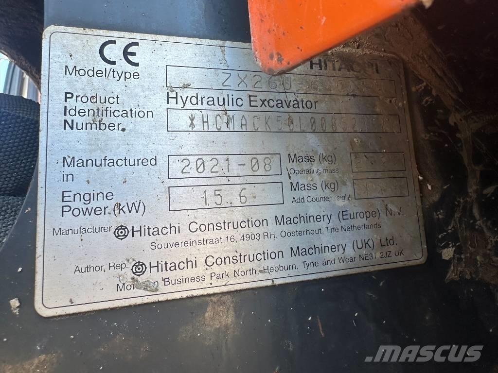 Hitachi ZX 26 U-6 ミニ油圧ショベル 7t以下（ミニユンボ・ミニディガー）
