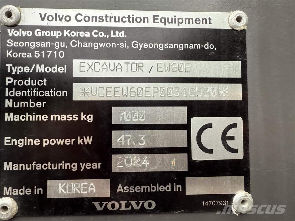 Volvo EW60 E ホイール式油圧ショベル（パワーショベル・ユンボ・バックホー）