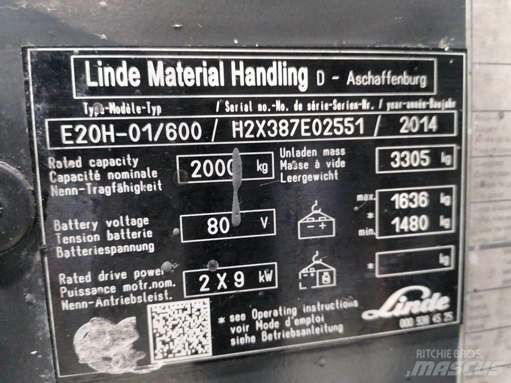 Linde E20H-01/600 バッテリーフォークリフト