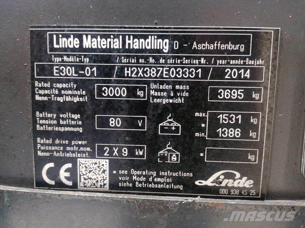 Linde E30L-01 バッテリーフォークリフト