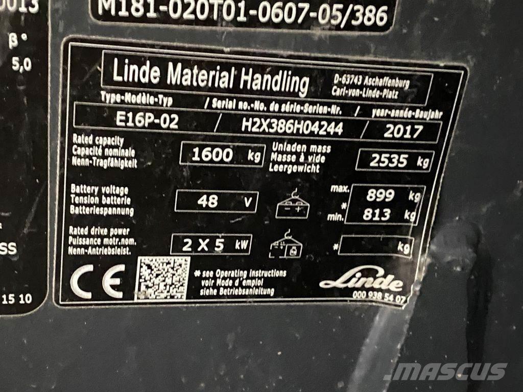 Linde E16P-02 バッテリーフォークリフト
