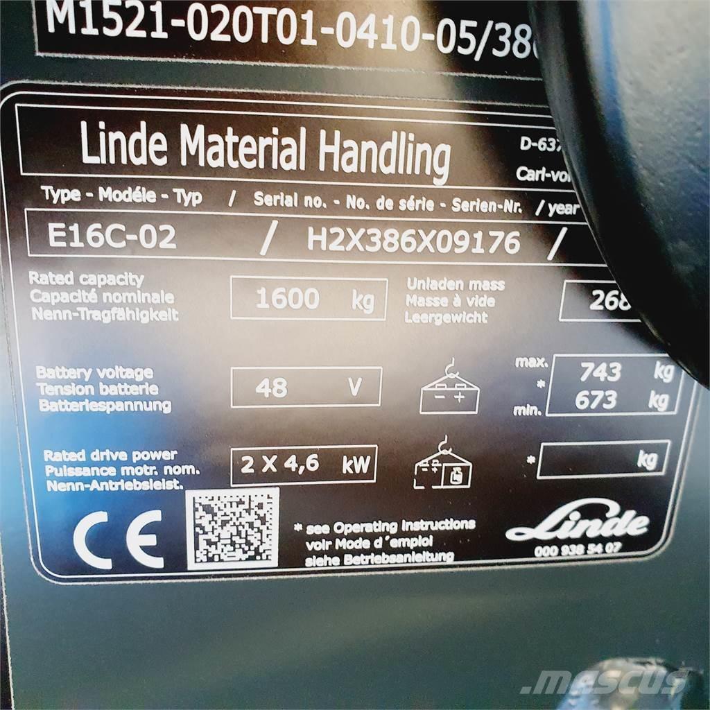 Linde E16C バッテリーフォークリフト