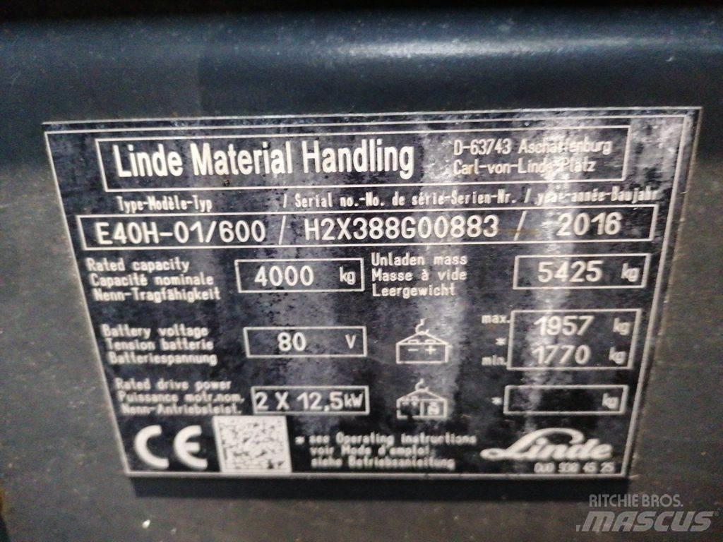 Linde E40H-01/600 バッテリーフォークリフト