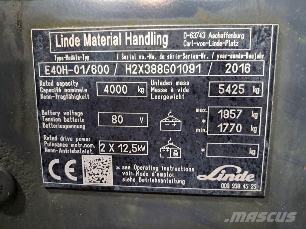 Linde E40H-01/600 バッテリーフォークリフト