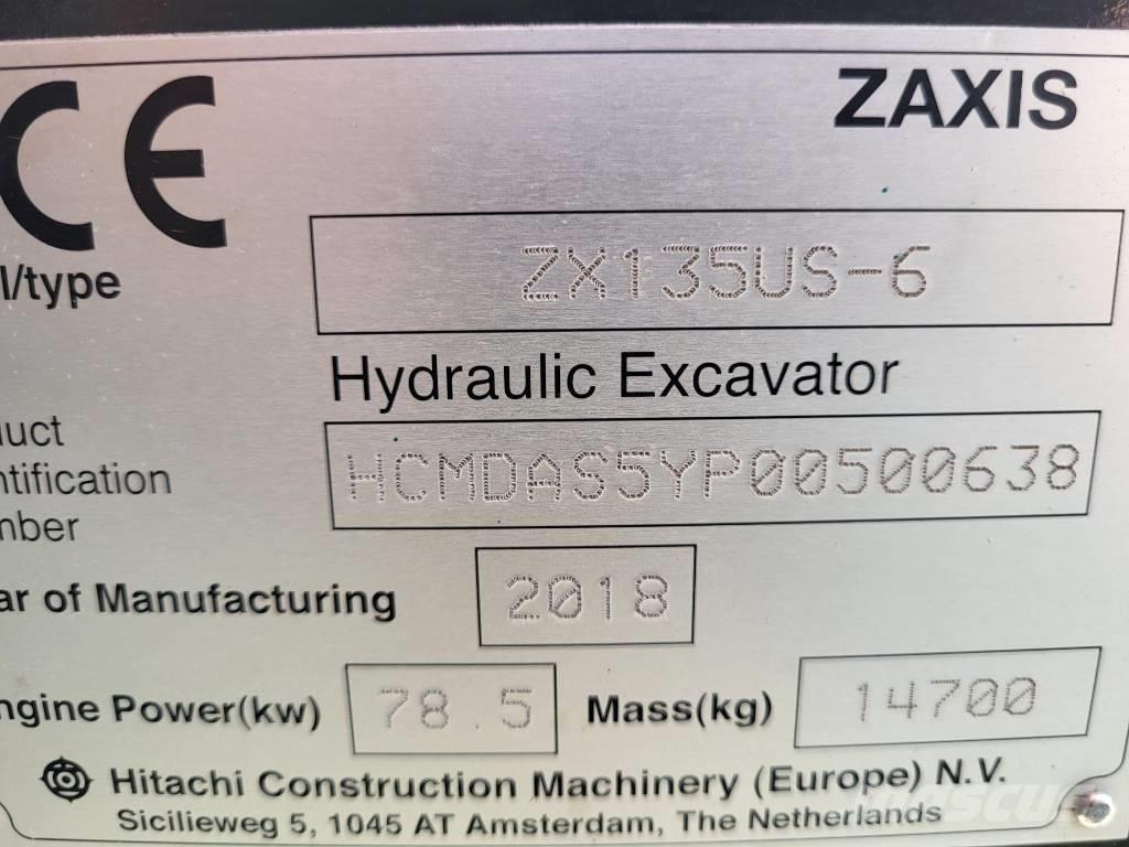 Hitachi ZX 135 US-6 大型油圧ショベル12t以上（パワーショベル・ユンボ）