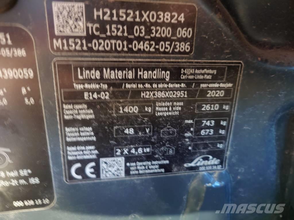 Linde E 14 バッテリーフォークリフト